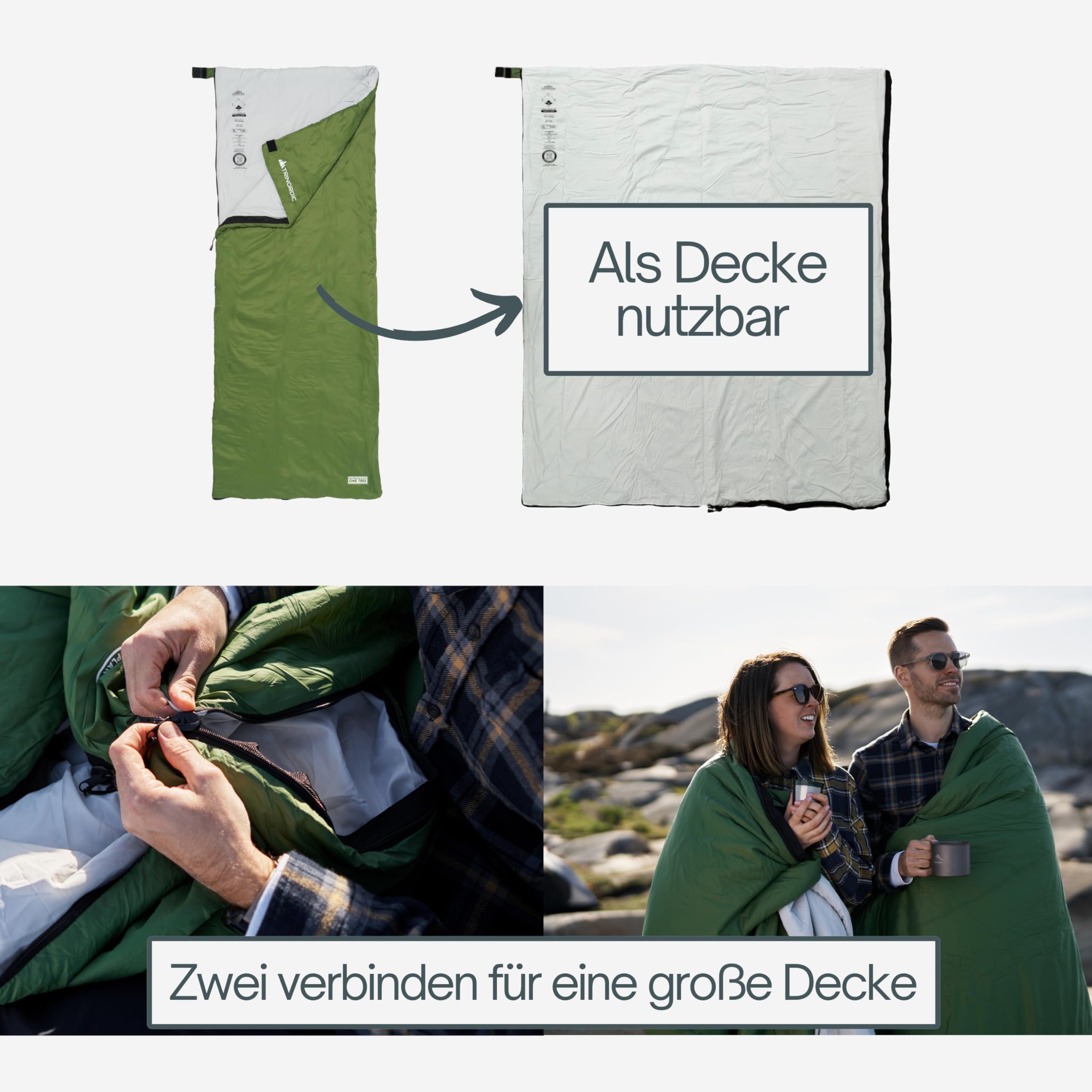Trinordic 700g Ultraleicht Deckenschlafsack – mit Anti-Klemm-Reißverschluss – Kompakte Schlafsack Sommer für Erwachsene – Outdoor Wandern, Rucksackreisen, Bikepacking und Reisen