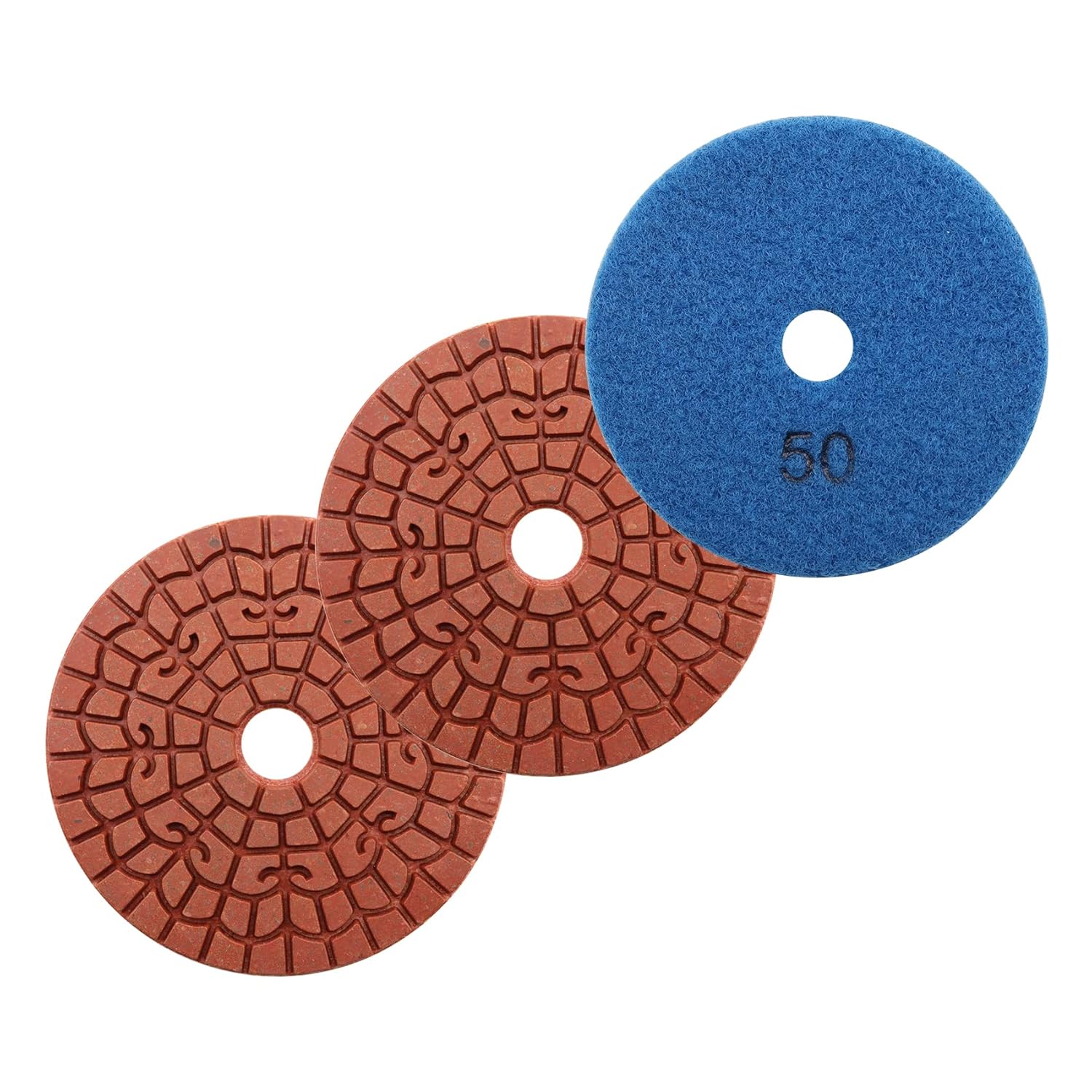 SHDIATOOL Diamond Marble Polishing Pads 50 Grit 4-Inch Sanding Pads for Granite Quartz Stone Set of 3Pieces