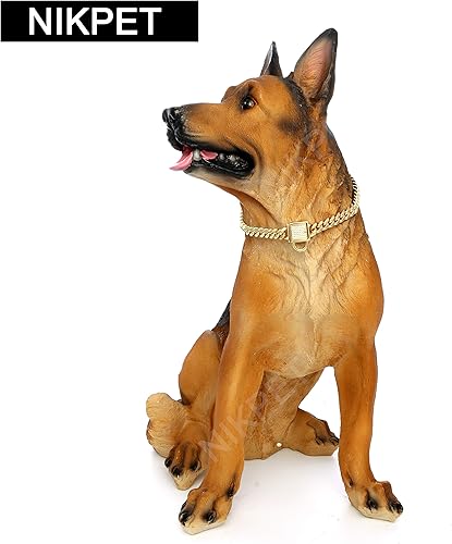 Miniatura 5 de Collar de cadena de oro para perro con campana y hebilla de bloqueo de circonita cúbica de 0.236 pulgadas, acero inoxidable de 18 quilates, cadena