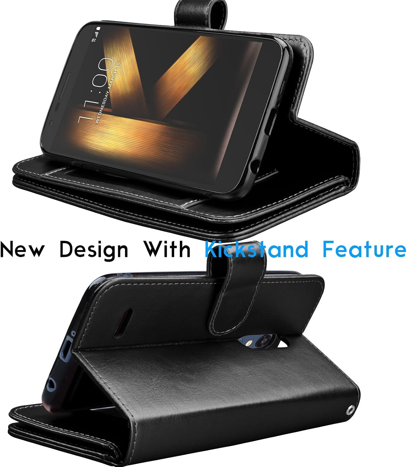 Tekcoo LG K30 Case,LG Harmony 2 / LG Xpression Plus/Phoenix Plus / K30 Plus/LG Premier Pro Wallet Case, ID Cash Credit Card Holder PU Leather Carrying Flip Cover [Detachable Magnetic Case] -Black