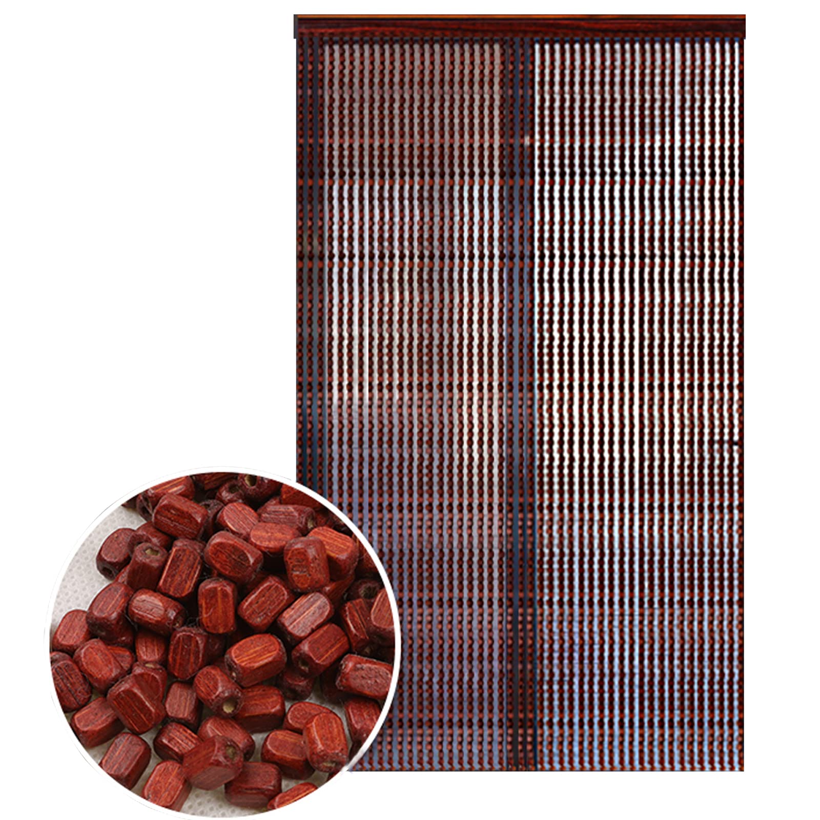 CABINE Natürliche Holzperlen -Türvorhänge, Schnur Perlenvorhang, Hängeteiler Für Die Dekoration/70 Strands-70 * 220Cm