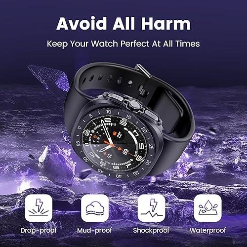 Miniatura 18 de Goton 3 en 1 para Samsung Galaxy Watch 6 Classic - Funda protectora de pantalla de 1.850 in, 3 protectores de pantalla de vidrio templado antivaho