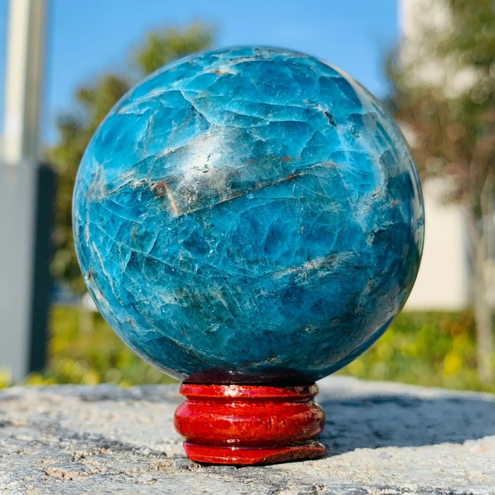 最終お値段❤️ 天然石 ブルーアパタイト スフィア ハート 特別価格♡ マダガスカル産]ブルーアパタイト丸玉/スフィア（直径22.7-22.8