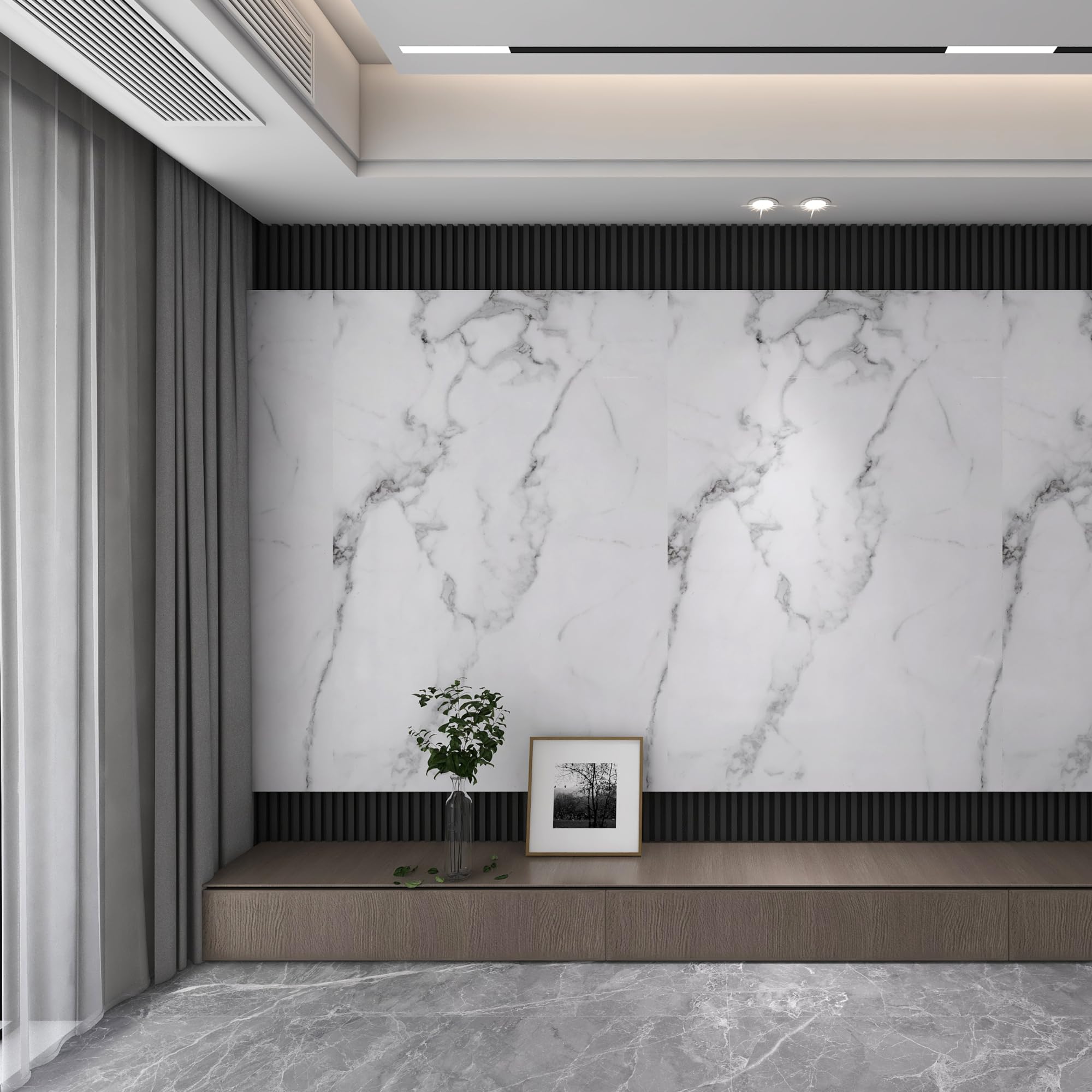 [neu.haus] Decorativo Conjunto de 4 Paneles de Pared Bladel Revestimiento de Paredes para Ducha Baño Cocina Salón Resistente a la Humedad de PVC Grosor 3 mm 120x60cm - White Marble