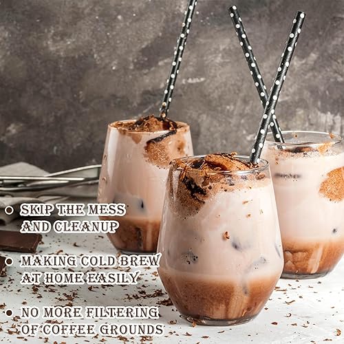 Miniatura 7 de Layhit 500 filtros de café en frío sin ensuciar con cordón, bolsa desechable de infusión fría de 6 x 8 pulgadas, bolsas de café de malla fina para