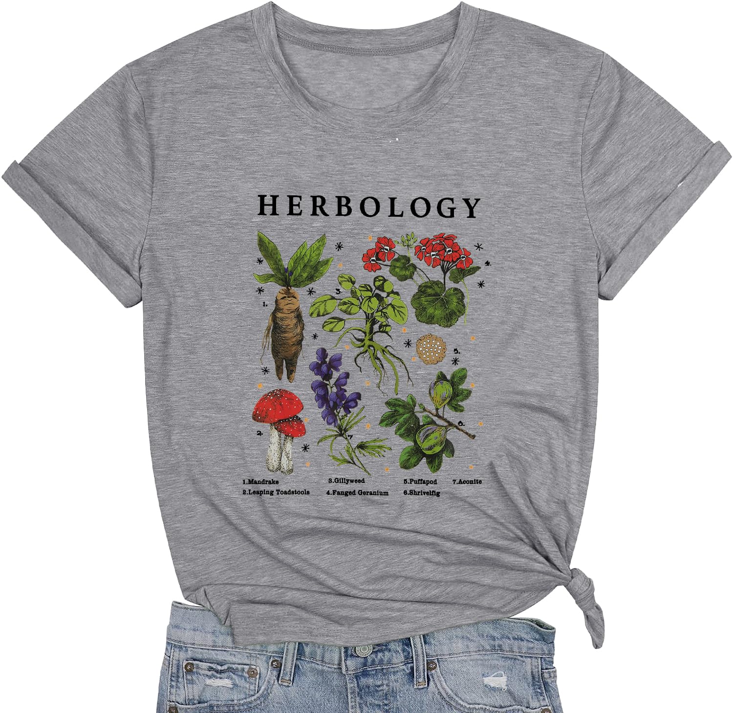 Herbology Shirt Women Herbology Plants Tee Top Funny Magic Herb Graphic T-Shirt Short Sleeve Casual Tees