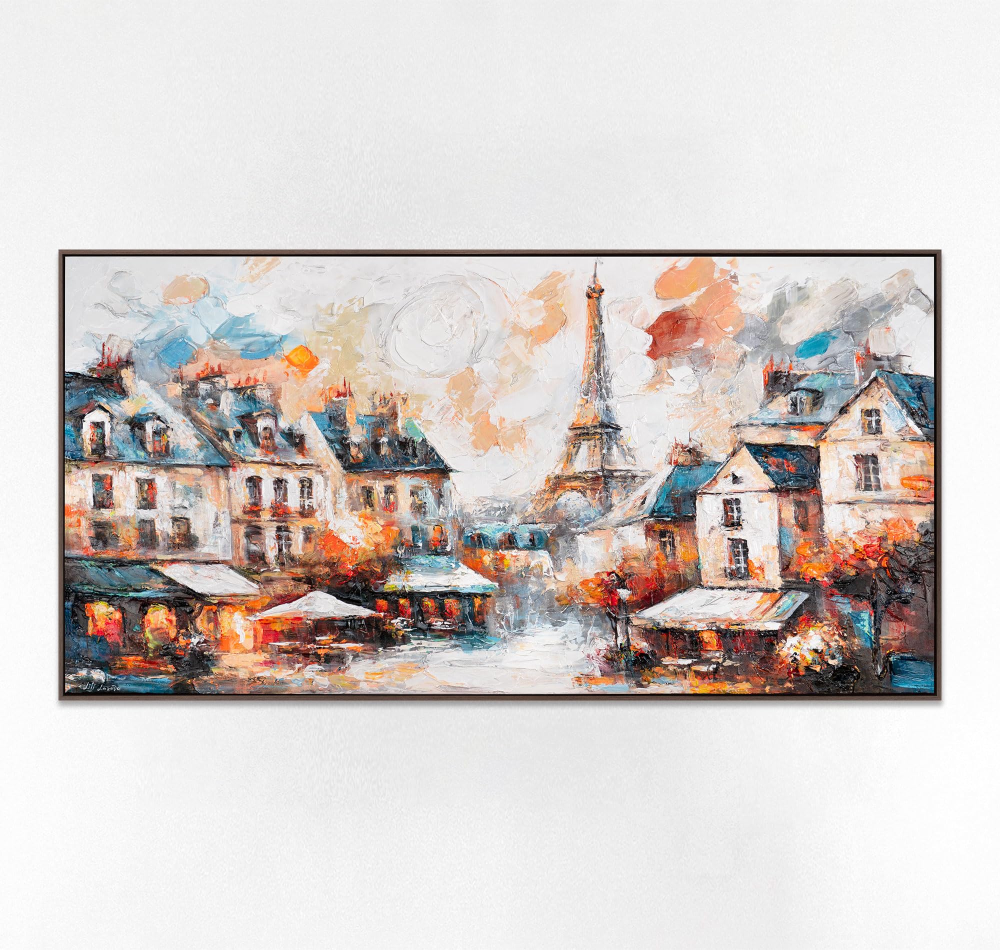 YS-Art Peinture de paysage Peintures acryliques sur toile Images modernes avec ensemble de cadre Tableau mural peint à la main Décoration de salon Véritable œuvre d'art 100x50 cm