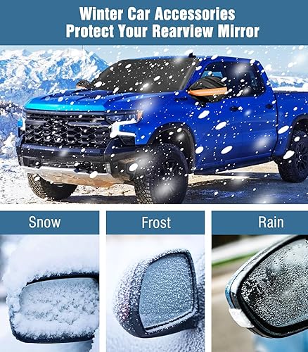Vista 14 de YeewayVeh Cubierta para parabrisas de camión para hielo y nieve, cubierta gruesa de tela Oxford 650D, cubierta protectora de escarcha con espejo
