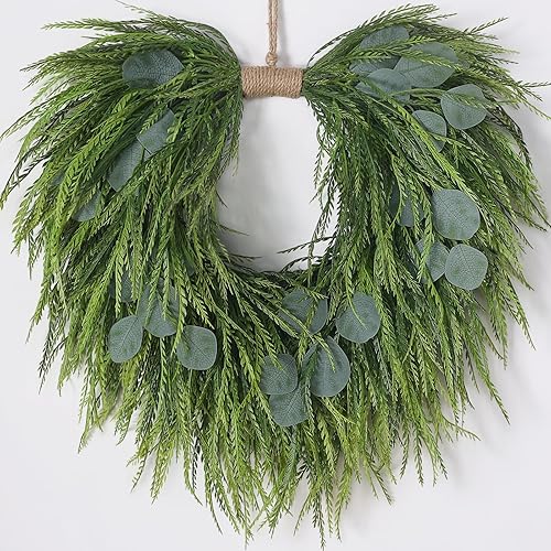 Artificial Saw Grass & Eucalyptus Wreath for Front Door, 22"