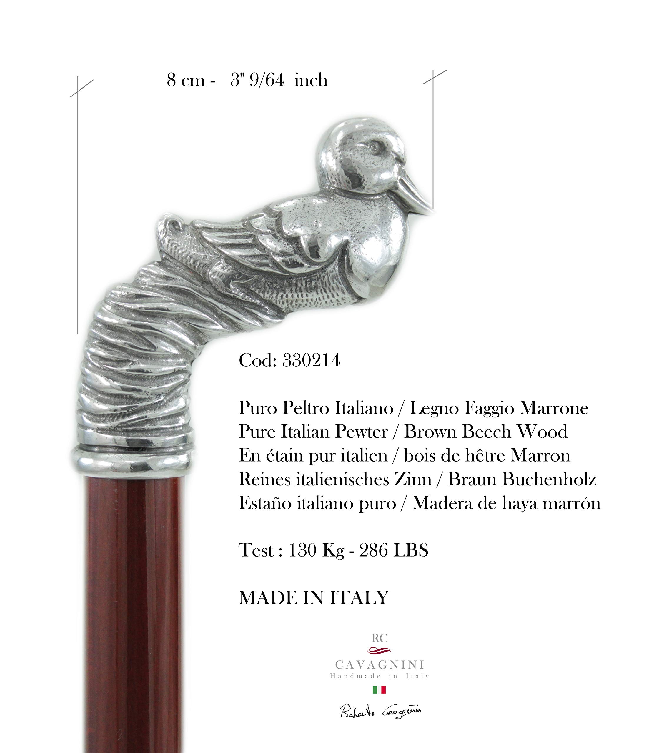 Bastón de paseo de madera y peltre elegante sólido para ceremonia hombre y mujer lujo personalizado único hecho a mano CAVAGNINI Italy ((Haggio marrón)