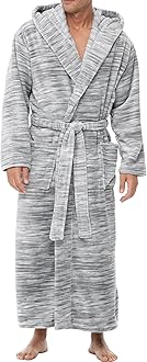 Alexander Del Rossa Mens Robe with Hood, Plush Fleece Hooded Mens Bathrobe, Big and Tall Bath Robe for Men