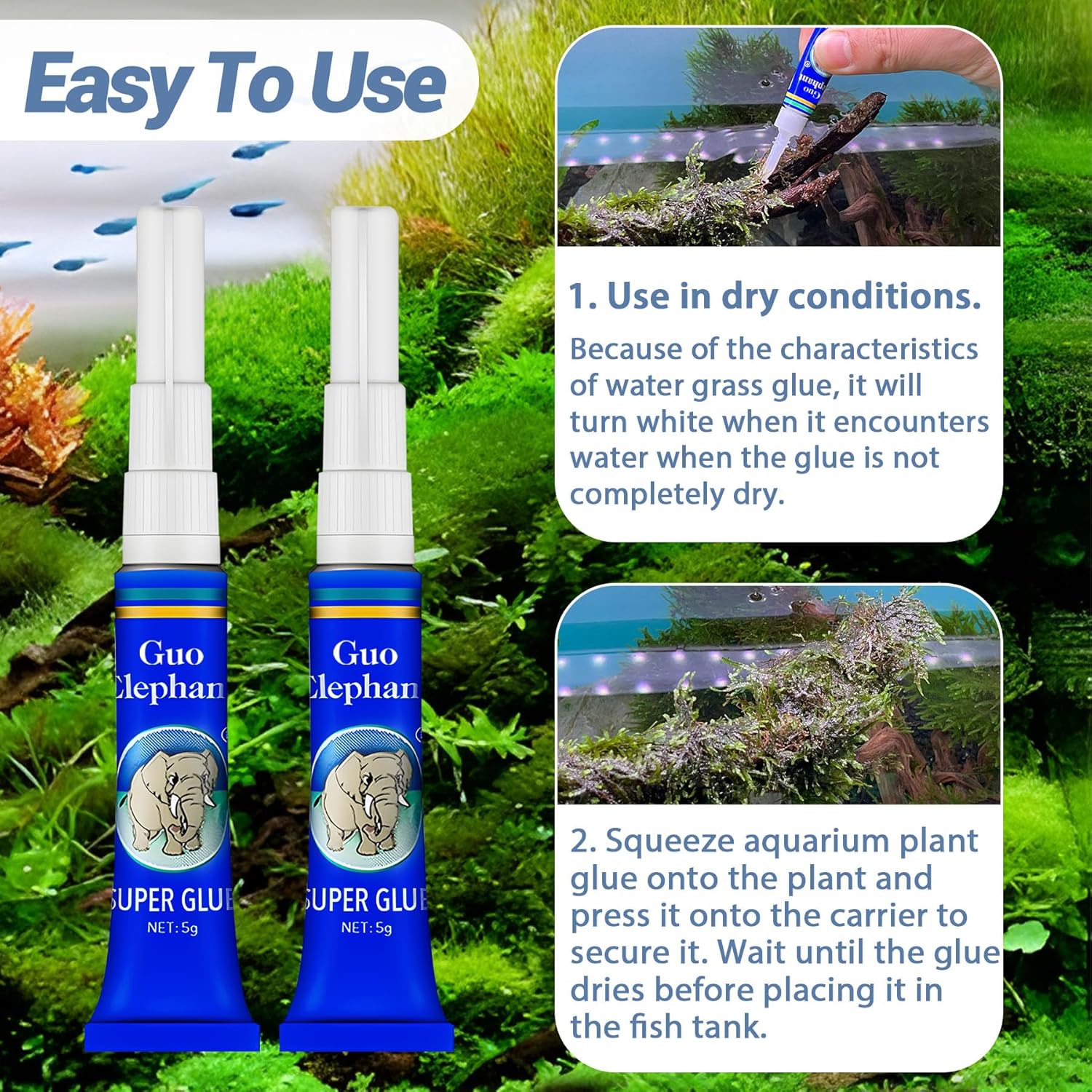 1DFAUL Aquarium Glue Fish Safety, 25Pcs Coral Reef Glue for Plants Moss, Coral, Stone, Wood Aquascaping, Quick Drying (25)