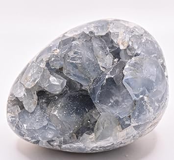 2.7" 335g Ice Sky Blue Celestite Cluster Egg Polished Natural Sparkling Celestine Gemstone Druzy Crystal Mineral Geode Specimen - Madagascar