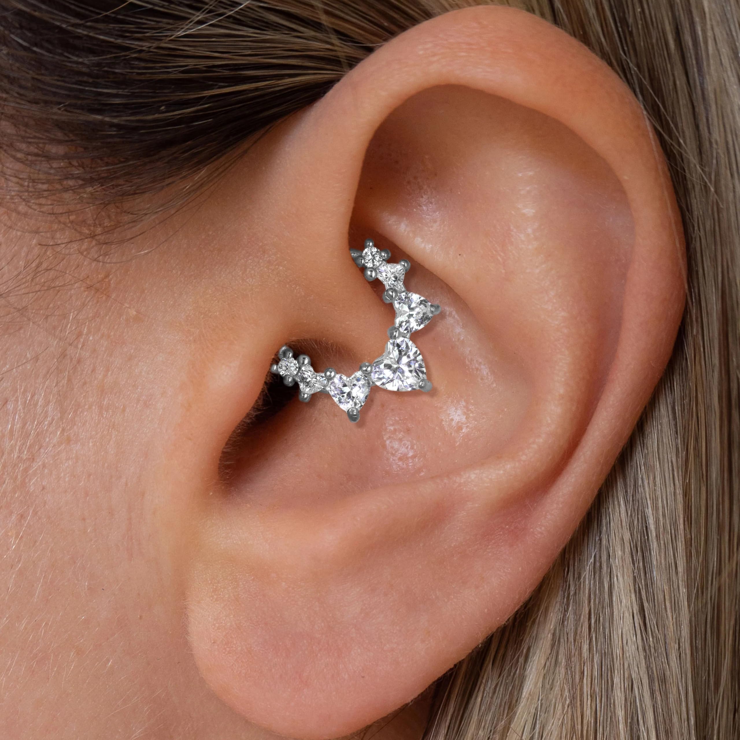 MIYUEFAN Piercing para la nariz para mujer, acero inoxidable, oro y plata, piercing para la nariz, hélix, septum, tragus, conch, piercing labial, nariz, anillos, circonitas, 8 mm/10 mm — view 2