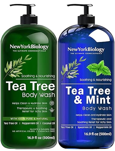 New York Biology - Gel de gel para el cuerpo con árbol de té y menta para hombres y mujeres, ayuda a la picazón y picazón en la piel, hongos de