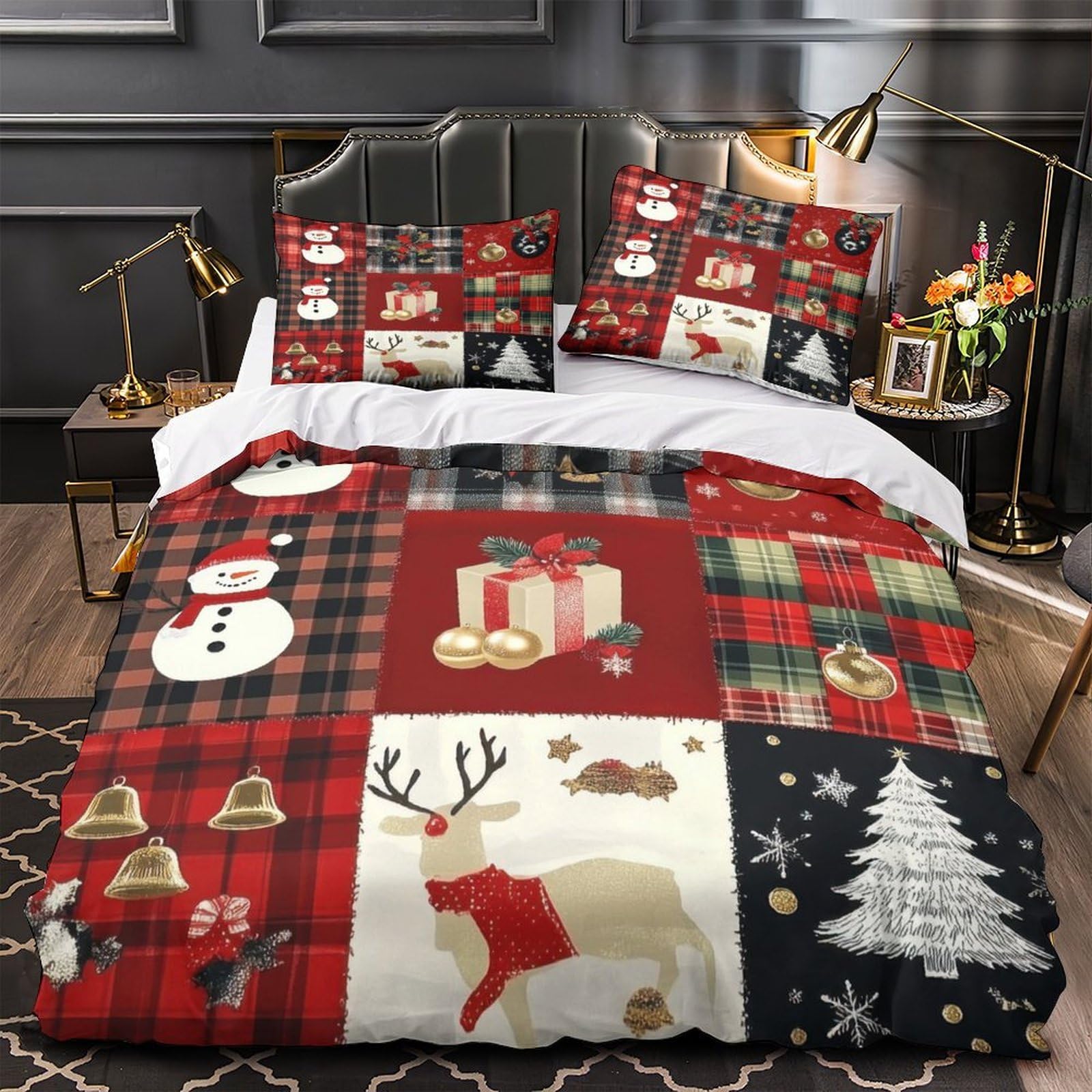 MMDASBVPE Christmas Decor Comforter Cover 3D Print Breathable 3PCs Bed Linen Hidden Zipper Quilt Cover Ultra Soft Machine Washable for Teens Youth Adults Women Kids Boys Double（200x200cm）