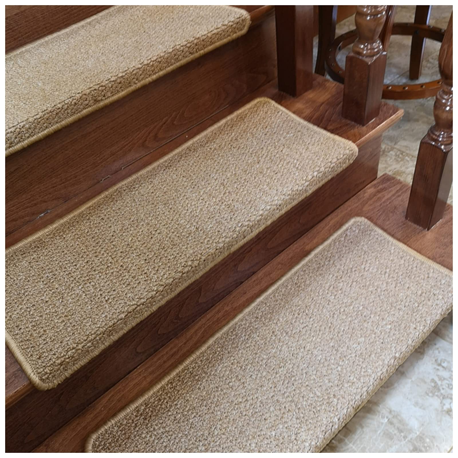 Stair Treads Collection Skid Slip Resistant Carpet Stair Tread Treads Indoor Adhesive Backing Home Decor Floor Treads for Wooden Staircase,Beige a,65x24cm(2PCS)