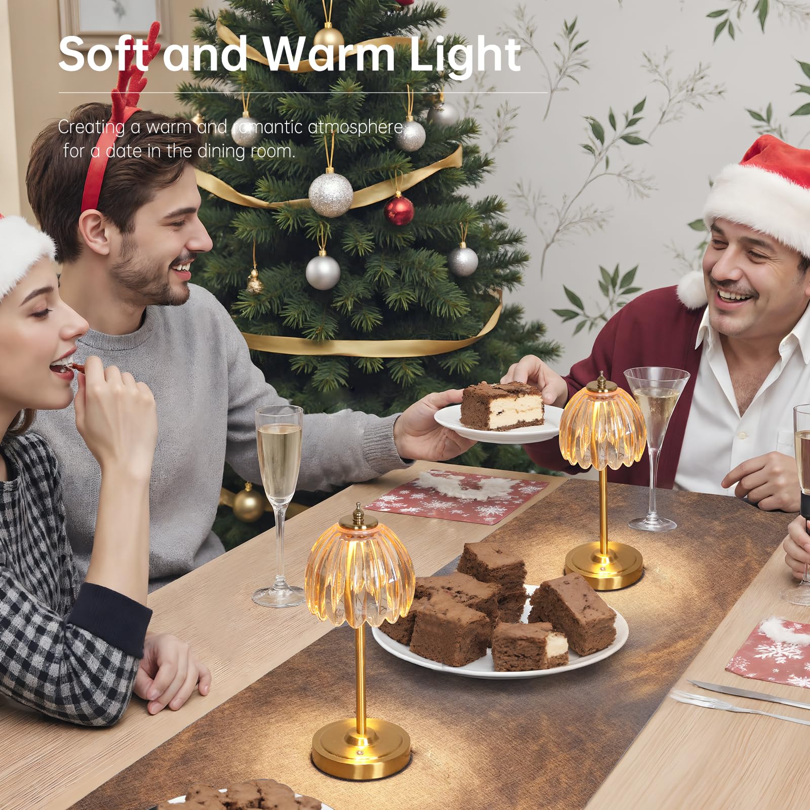 Shenmoyl Set mit 2 Tulpen-Tischlampen mit 5000 mAh Akku und Touch-Steuerung, schnurlose Tischlampe mit 3 Farben, dimmbare wiederaufladbare Tischlampen für Schlafzimmer, Wohnzimmer, Eingänge