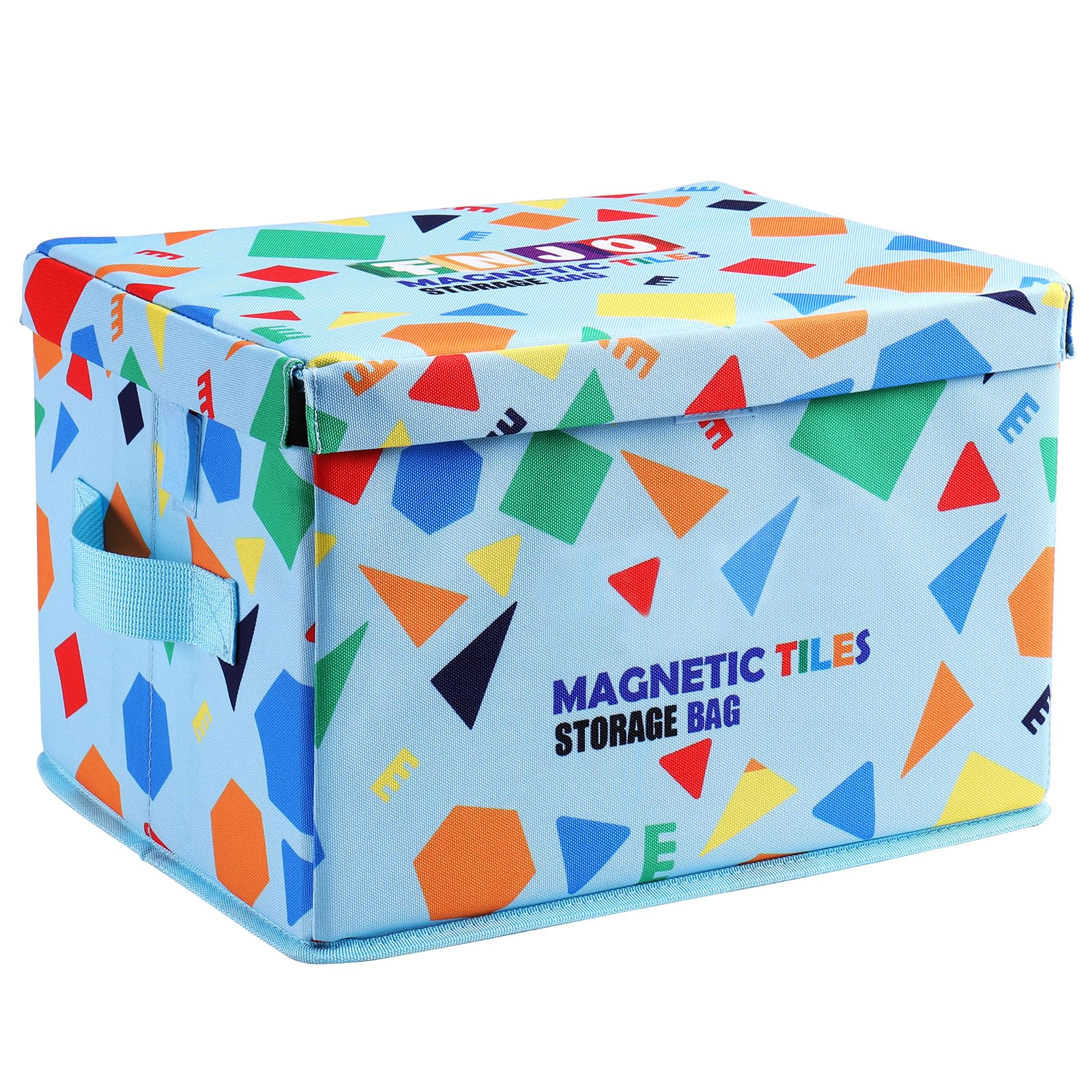 FNJO Toy Storage Bin,Foldable Toy Organizer with Lid, Playroom Organizer,Toy Holder,Storage Box for Magnetic Tiles,Play Figure