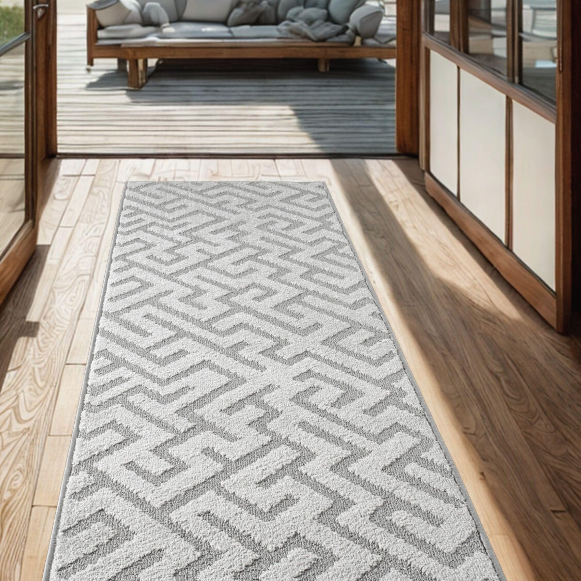 Custom Size Grey Runner Rug Non Slip – Cut to 2x10 Size, Washable & Full Rubber Backed, Narrow Hallway Carpet for Slippery Hardwood, Tile, Laminate,