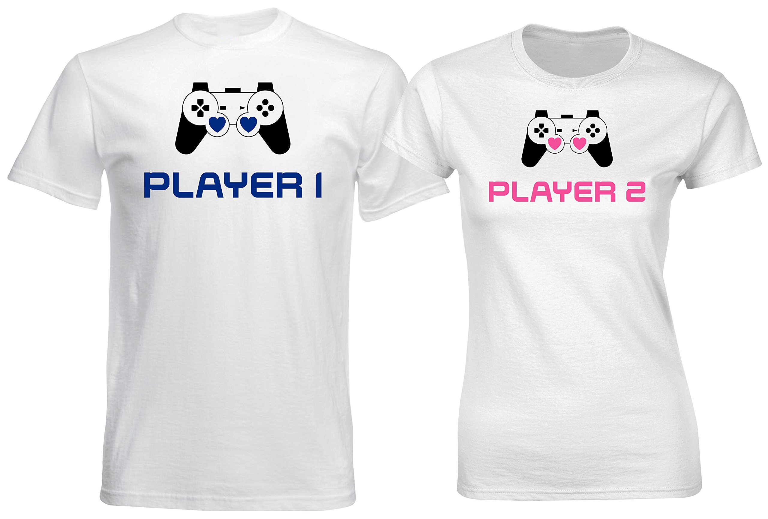 SUPERPRAISE Matching Couples T Shirts Player 1 Player 2 Games His & Her Outfits
