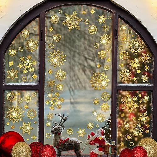 Miniatura 8 de MSUP Adhesivos de ventana de Navidad de doble cara, reutilizables, 8 hojas de calcomanías de Navidad, decoraciones de Navidad, bonita decoración de