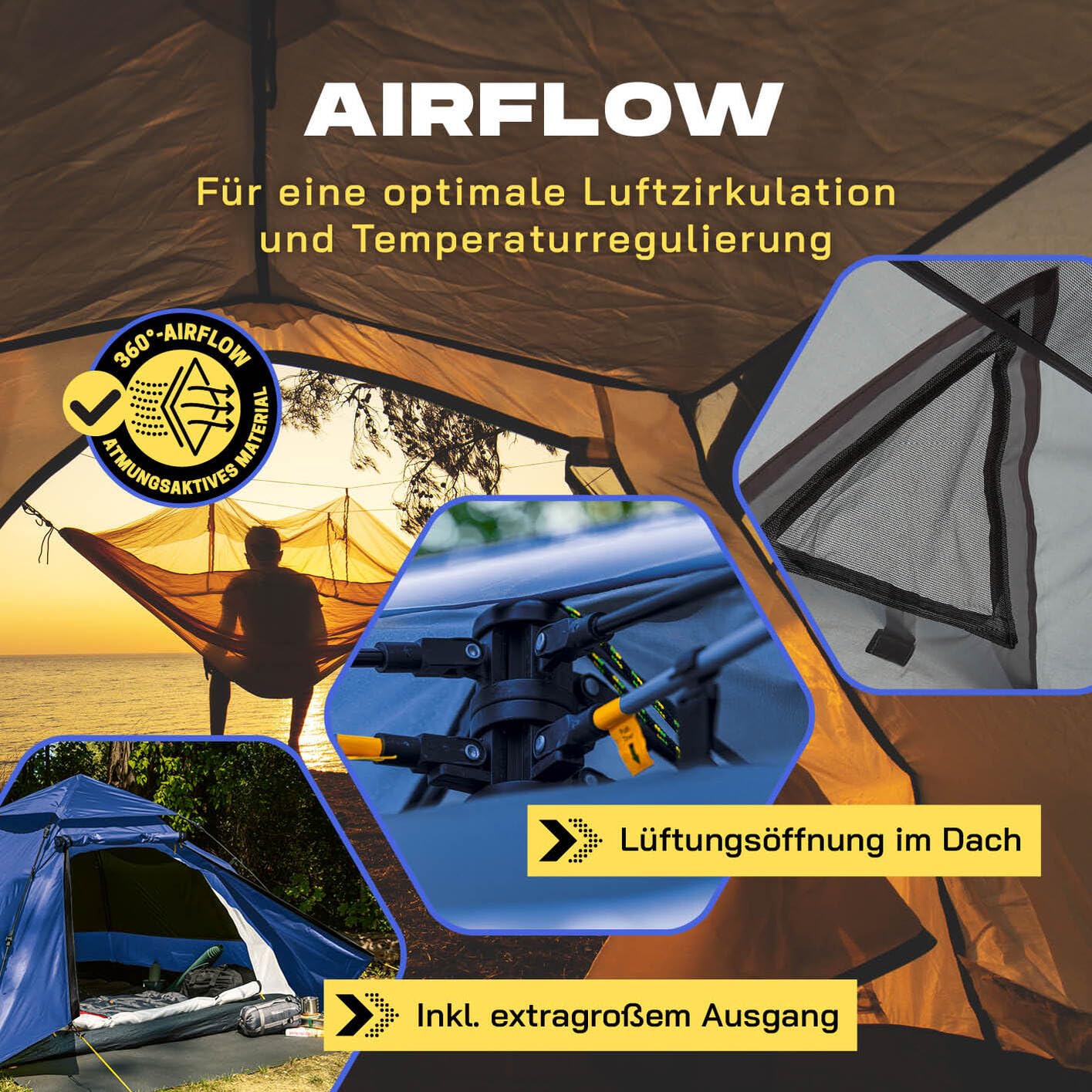Lumaland Pop Up Camping Zelt | 2-3 Personen Kuppelzelt 215 x 195 x 120 cm| 4 Jahreszeiten Igluzelt | Outdoor Trekking & Festival Wurfzelt | Leicht, Wasserdicht & Robust | Aufbau simpel, schnell