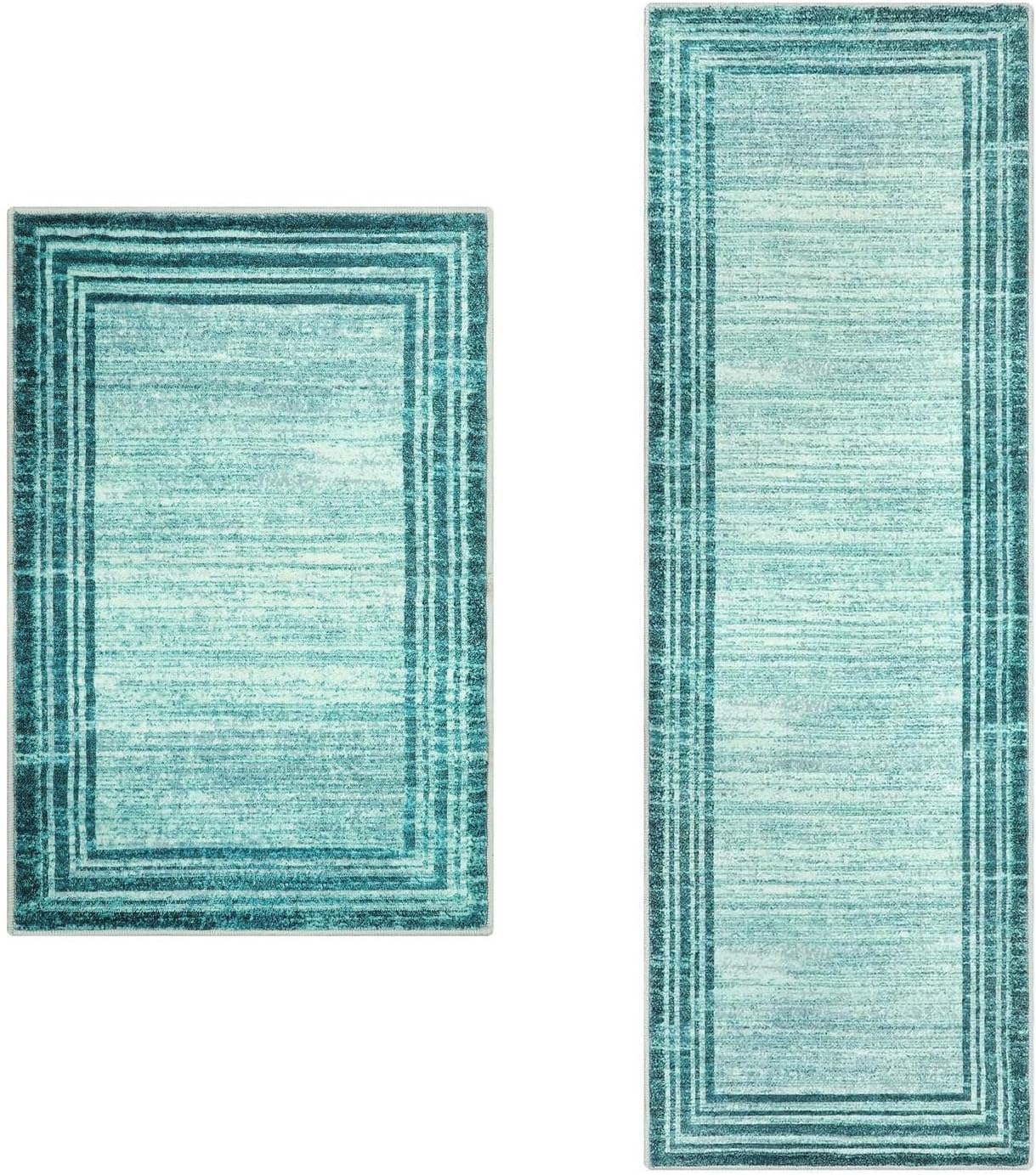 Amazon.com: Lahome Modern Abstract Teal 2x6 Runner Rug for Entryway ...