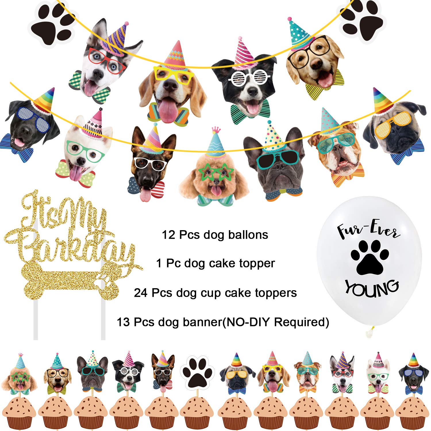 Buy Duufin 50 Pcs Dog Theme Party Decoration Set Dog Birthday Banner
