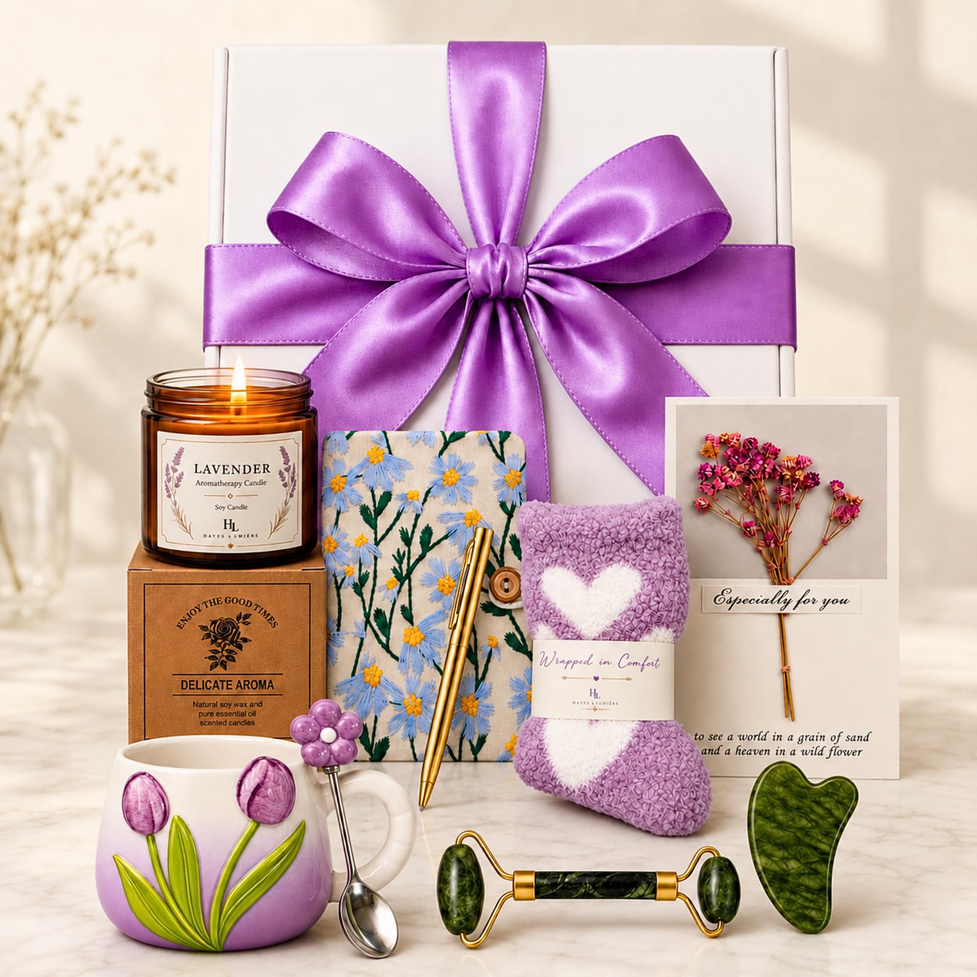 Cestino regalo premuroso per donne, set regalo di lusso per la cura di sé per lei, regalo a lunga distanza per qualcuno di speciale, compleanno, guarisci presto e solo perché regali per mamma, moglie