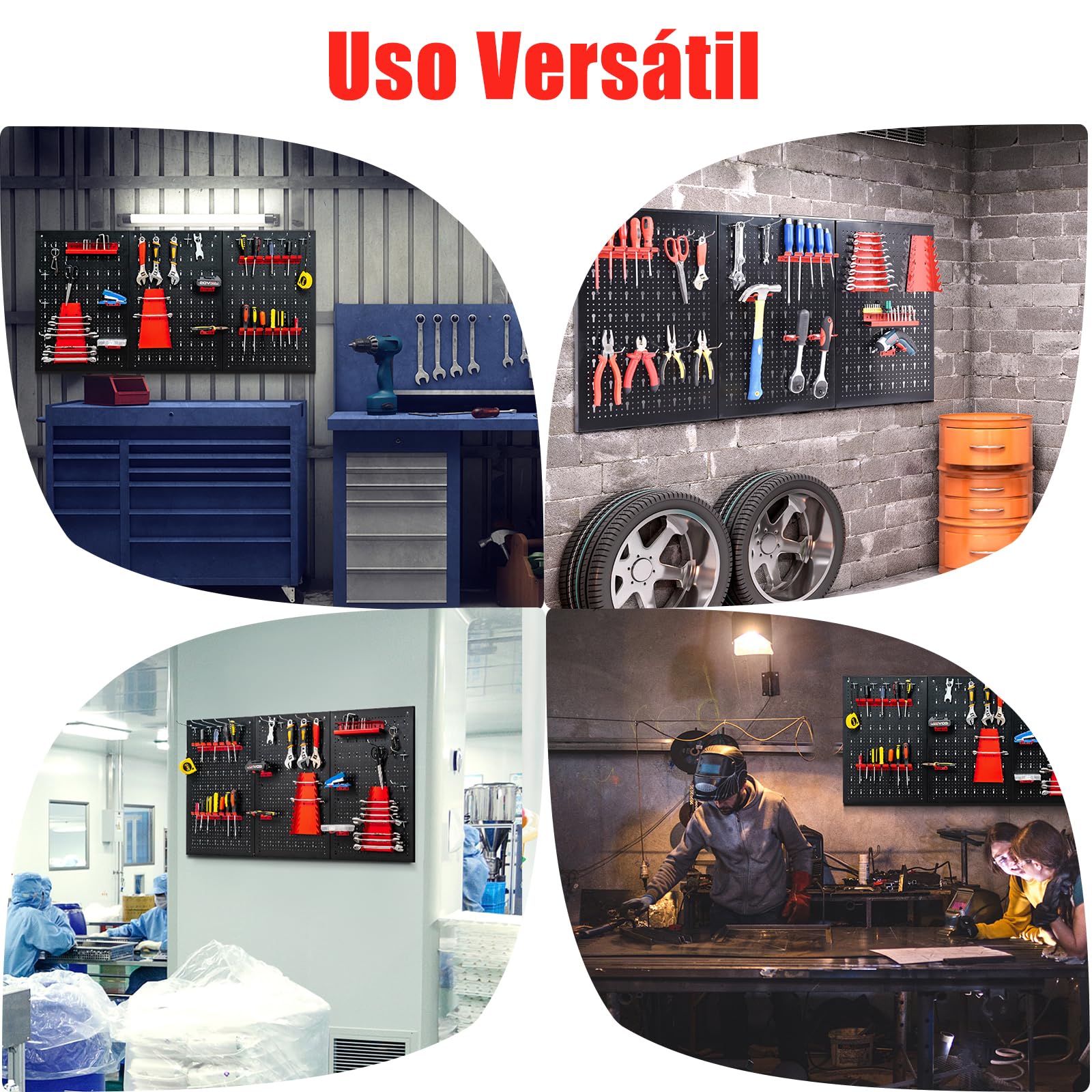 SOARS Pegboard Metal 120 x 60cm, Organizador de Herramienta de Pared, con 20 Accesorios para Taller y Garaje