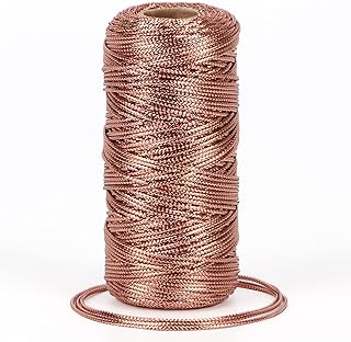 Muranana Decorative Metallic Bakers Twine，110 Yards Rose Gold Cord String Arts Crafts Gift Twine for Wrapping Gift,DIY Crafting,Tying Tag, Rose Gold