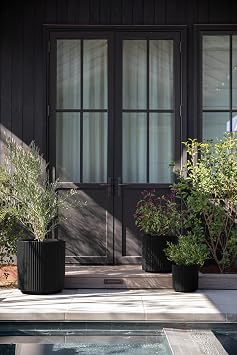 Veradek Demi Series Set of 3 Round Planters for Porch, Patio, Backyard | Durable Plastic-Stone Material | Modern Decor for Tall Plants, Flower