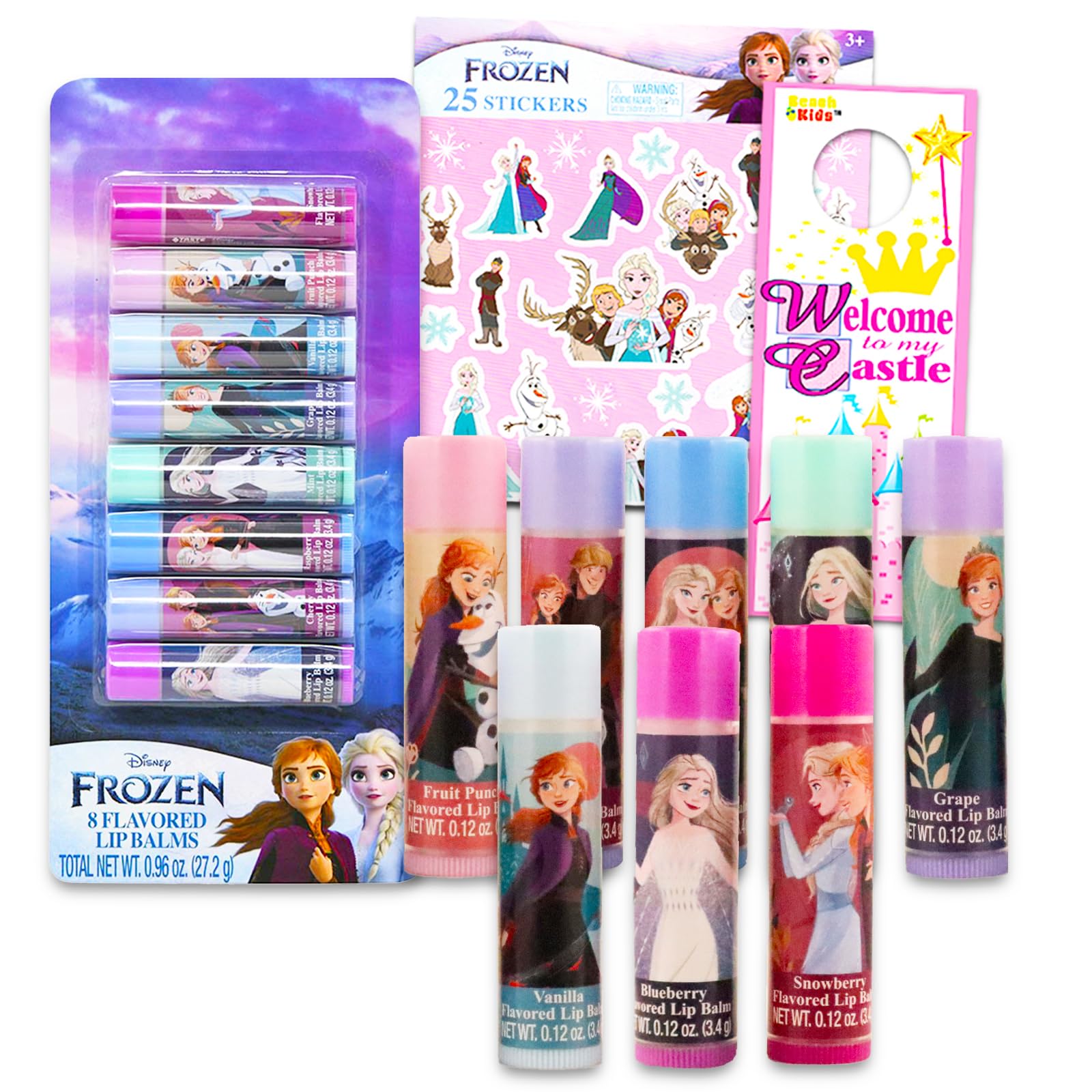 Frozen - Set Di Balsamo Per Labbra Disney Con 8 Tubetti, Adesivi E Altro Ancora | Kit Anna Ed Elsa-image