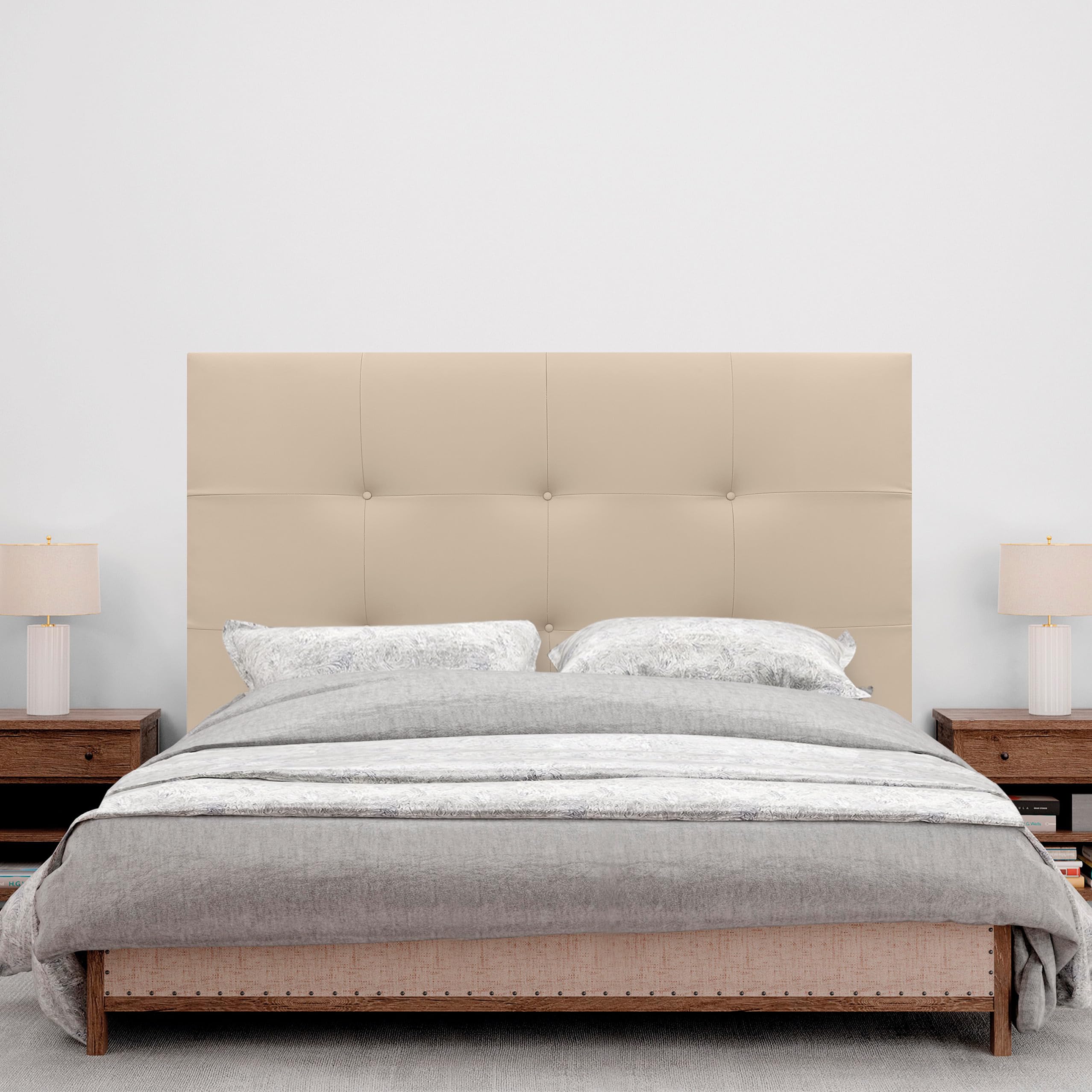 DHOME Cabecero, Cabezales de Cama Capitoné hasta el Suelo. Cabezal tapizado ACUALINE Tela y Polipiel. Cabeceros de Cama Matrimonio e Individual (Polipiel Beige, 145cm (Camas 120/135/140))