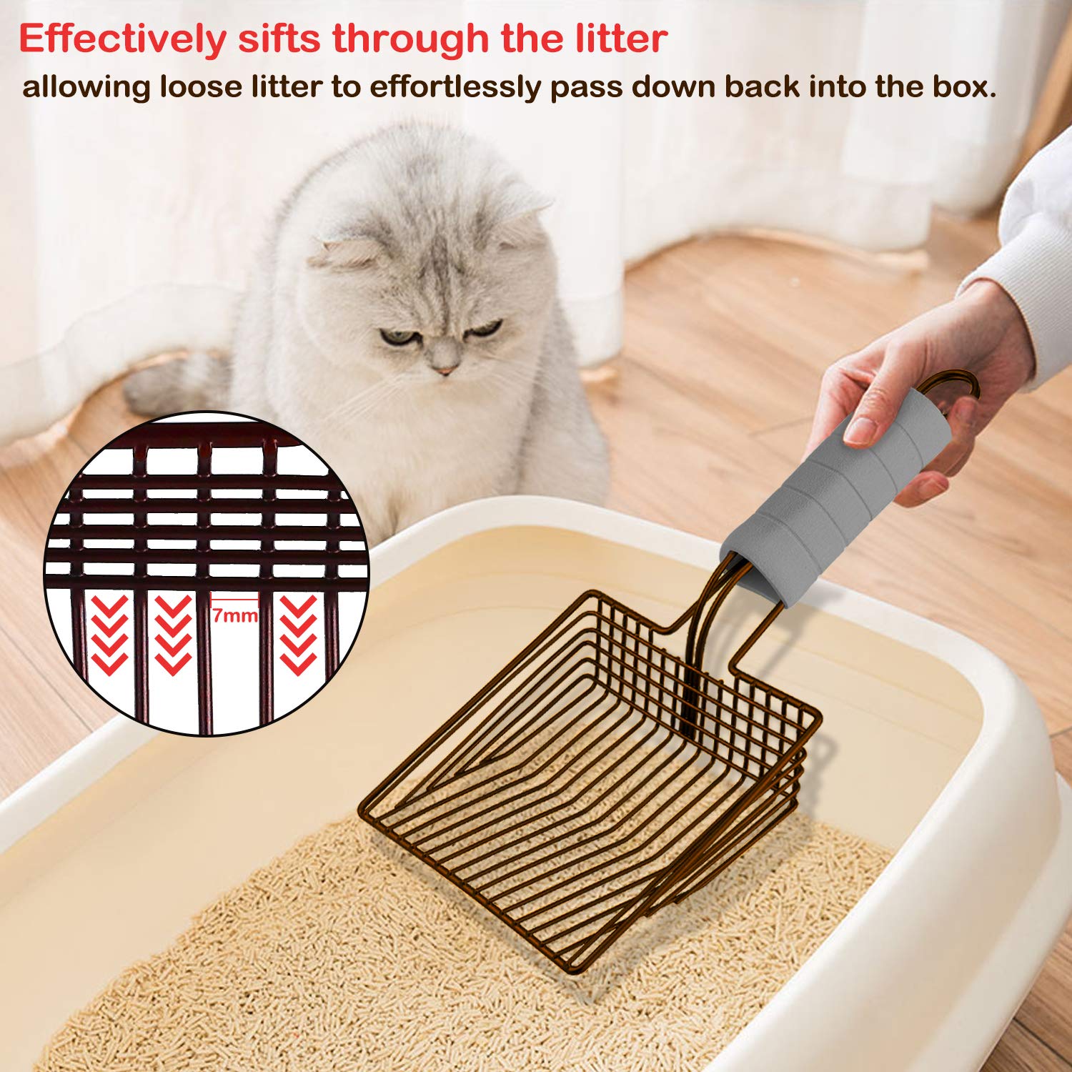 TNTGMG Katze Litter Scoop,27,5 Cm Edelstahl Katzens Produktbild-Vorschau 6