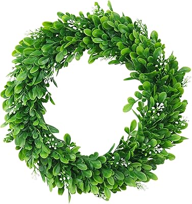 Amazon Eladeco 15インチ 人工ツジキ リース 人工グリーンリーフ リース フロントドア 壁 窓 吊り下げ ウェディングパーティー装飾 造花 オンライン通販
