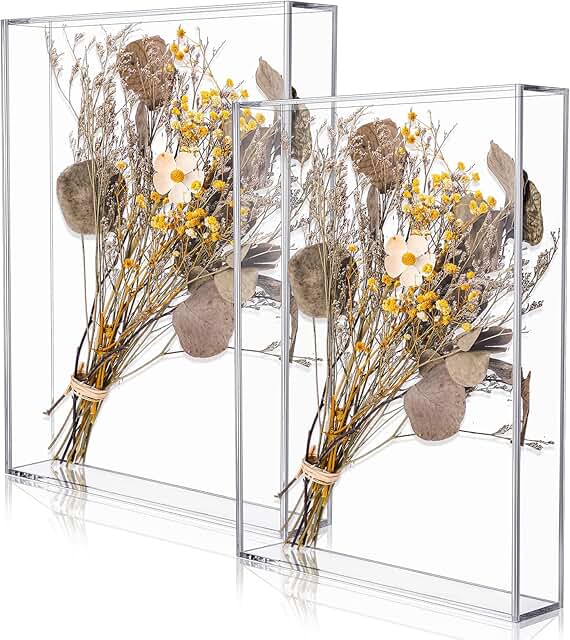 Barydat 2 Pcs Acrylic Shadow Boxes Display Cases, Shadow Box DIY Frame C...