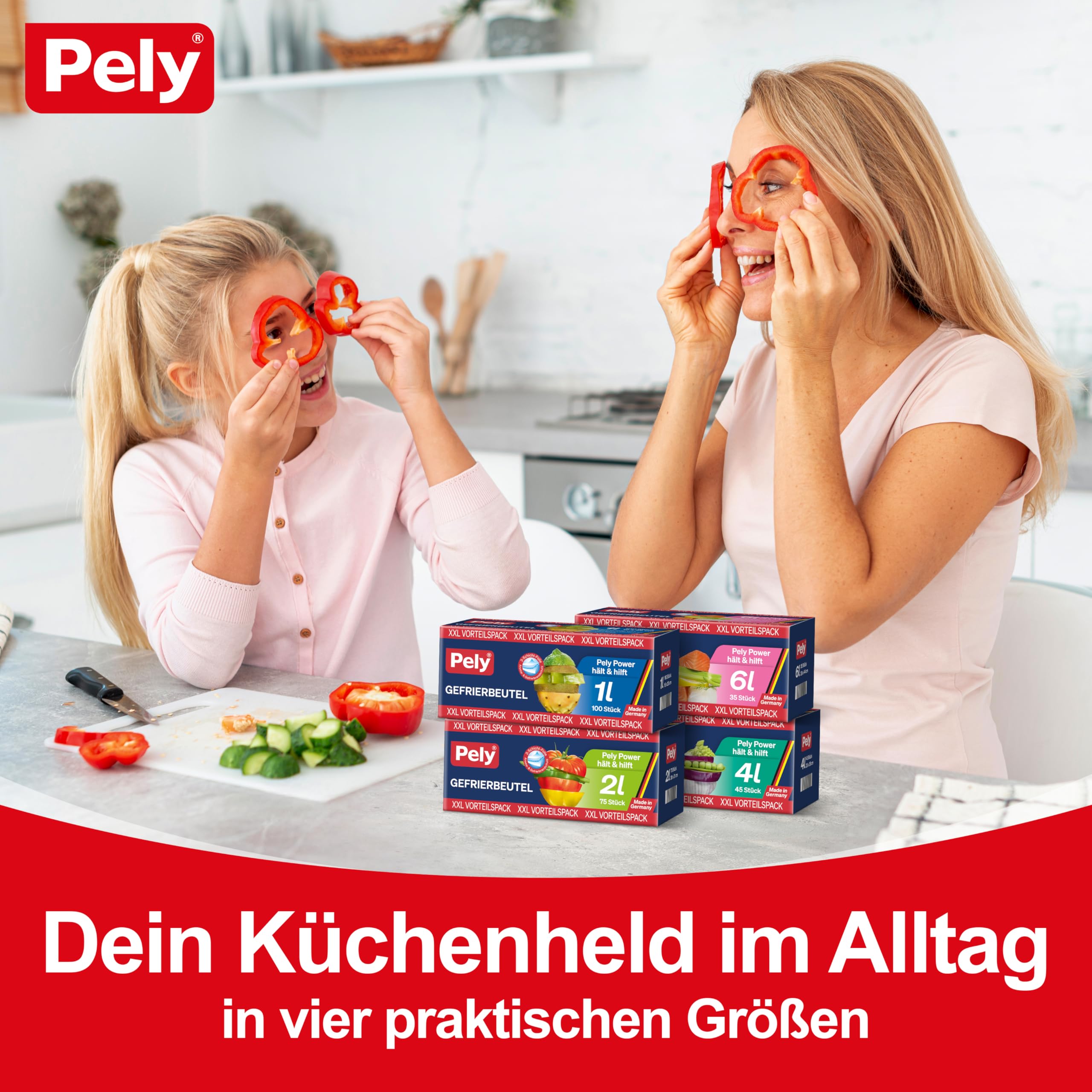 pely 8674 - Sacchetti per congelatore, 4 l, 45 sacchetti, confezione risparmio (4 litri)
