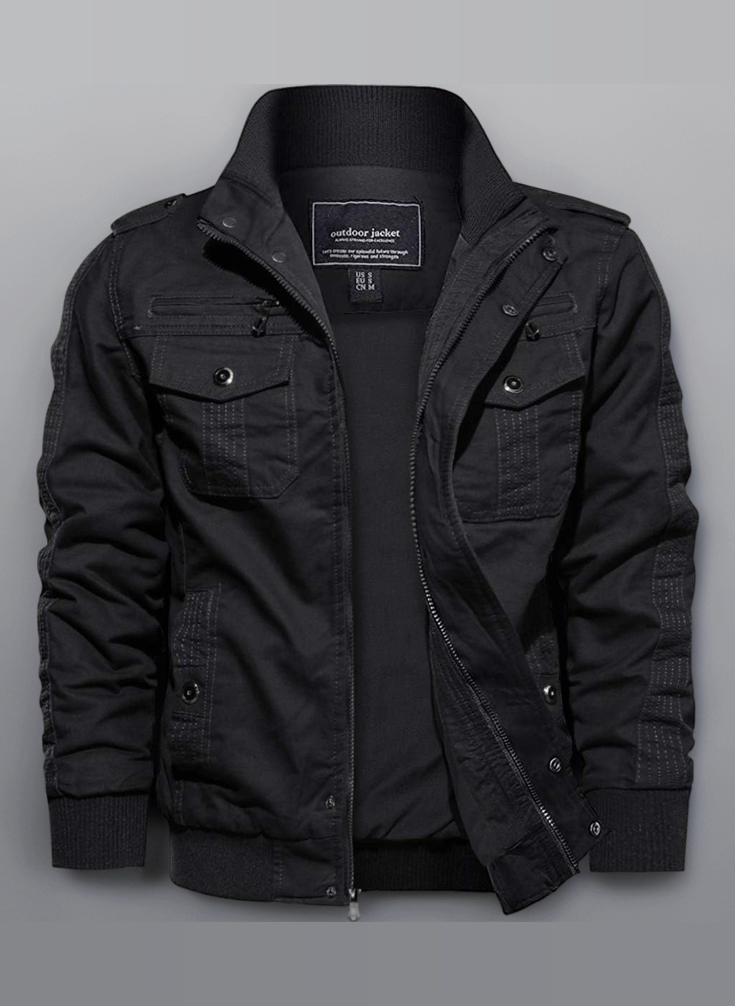 EKLENTSON Men's Casual Cotton Military Bomber Jacket Winter Outerwear Windbreaker Cargo Jacket Multi Pockets