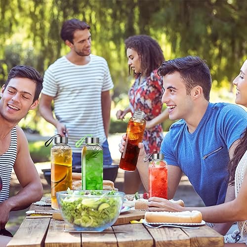 Miniatura 5 de GoldArea Botellas de agua de vidrio  6 paquetes de botellas de vidrio de 18 onzas con tapas para jugo, limpiezas de jugo y botellas de jugo