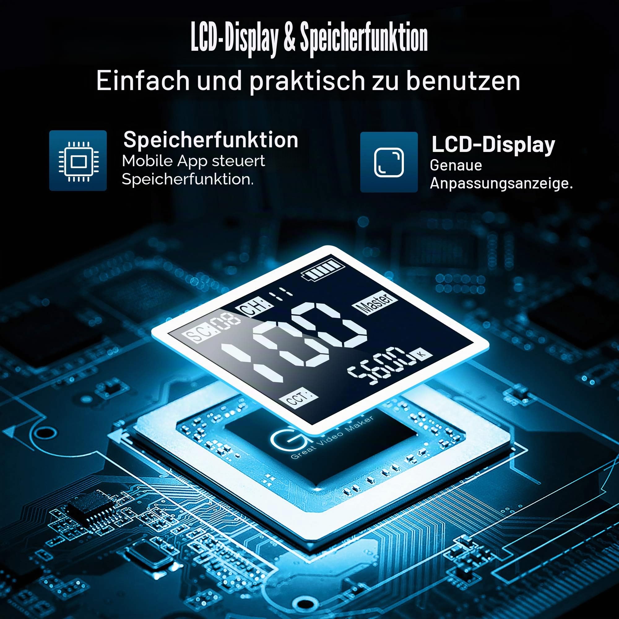 GVM RGB Videolicht Panel mit Lichtstativ Set, 2er Pack 50W LED Fotolicht mit APP Steuerung, 3200K-5600K Studiolicht Fotografie Licht mit 18 Lichteffekt für YouTube Studio Foto Streaming 8000Lux/0,5m
