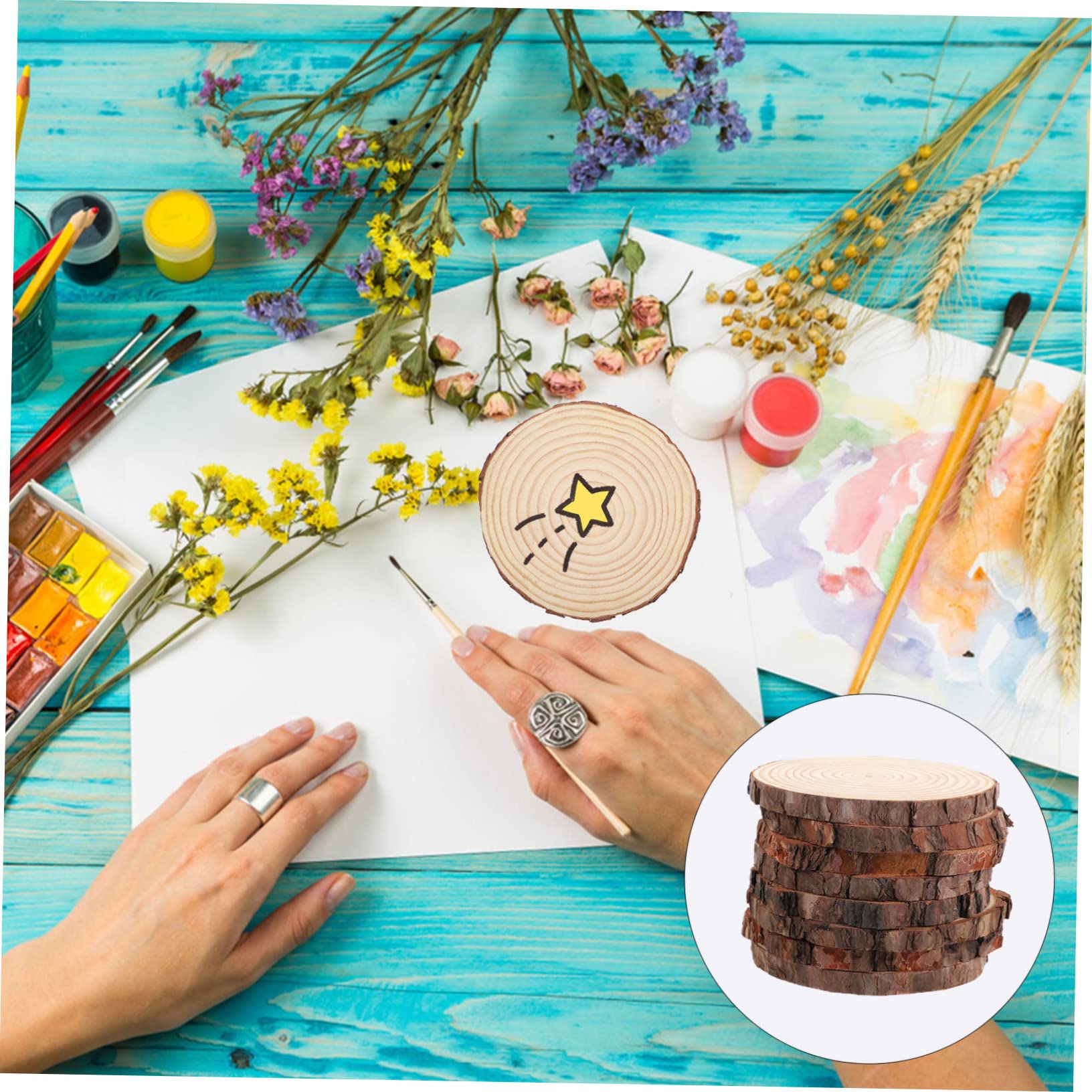 Angoily 8 Stück Teiliges Unbehandelte Holzscheiben für Diy Bastelprojekte Runde Holzscheiben Hochwertigem Material Durchmesser für Hochzeiten Weihnachtsdekoration und Handarbeiten