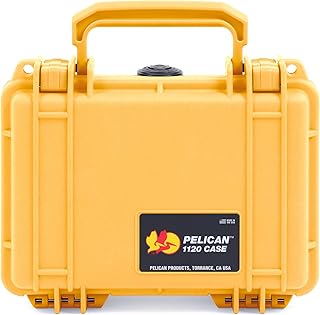 Pelican Protector 1120 Case by ColorCase - Yellow - Small Size Waterproof Case with Pick & Pluck Foam & Convoluted Lid Foam - Yellow Latches