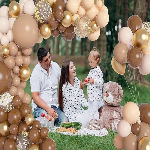 Miniatura 5 de Kit de arco de guirnalda de 150 globos marrones, diferentes tamaños, marrón, nude, bohemio, rubor, beige, dorado, neutro, para oso del bosque, baby