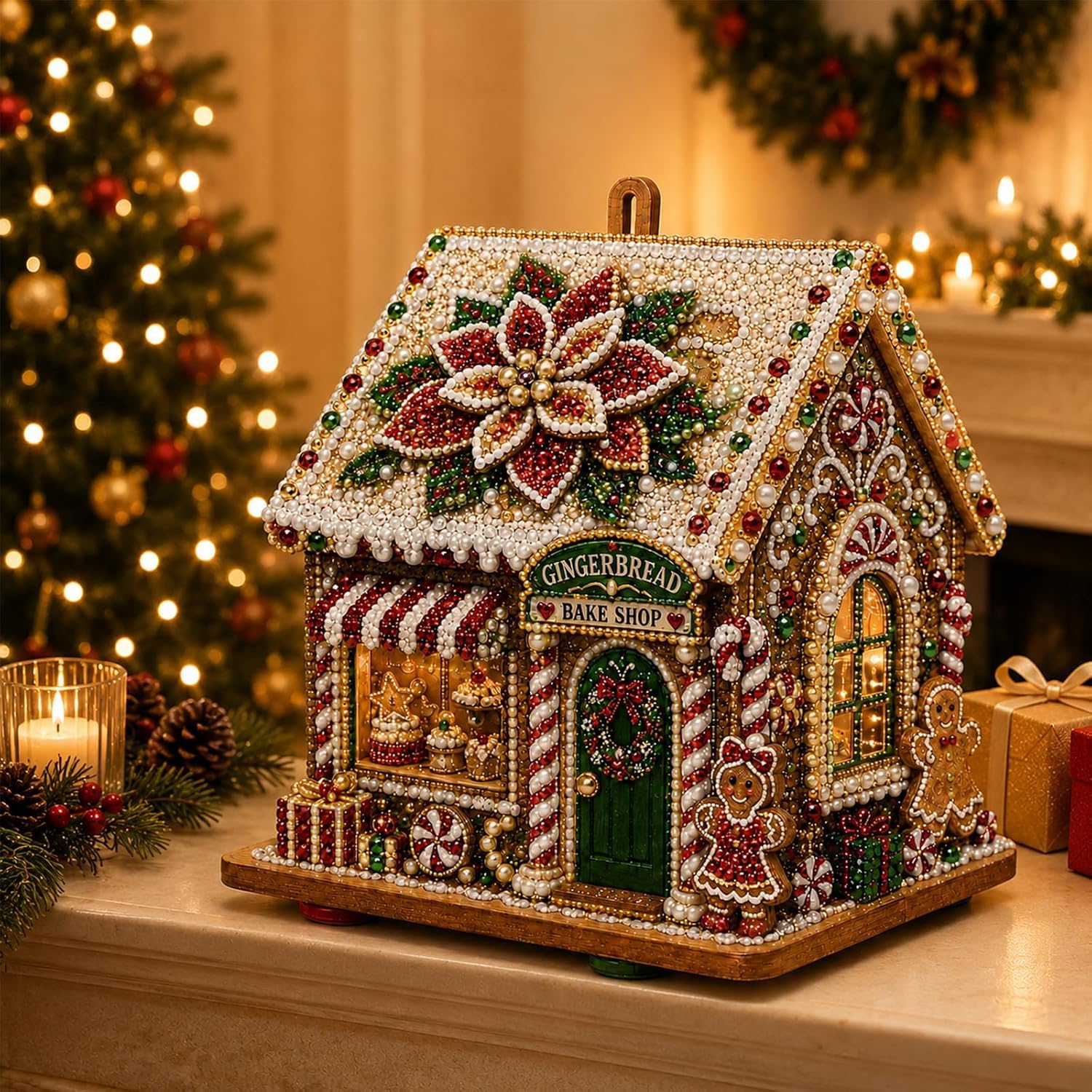 3D Christmas Pearl Diamond Painting Wooden House Art Craft Kit for Adult