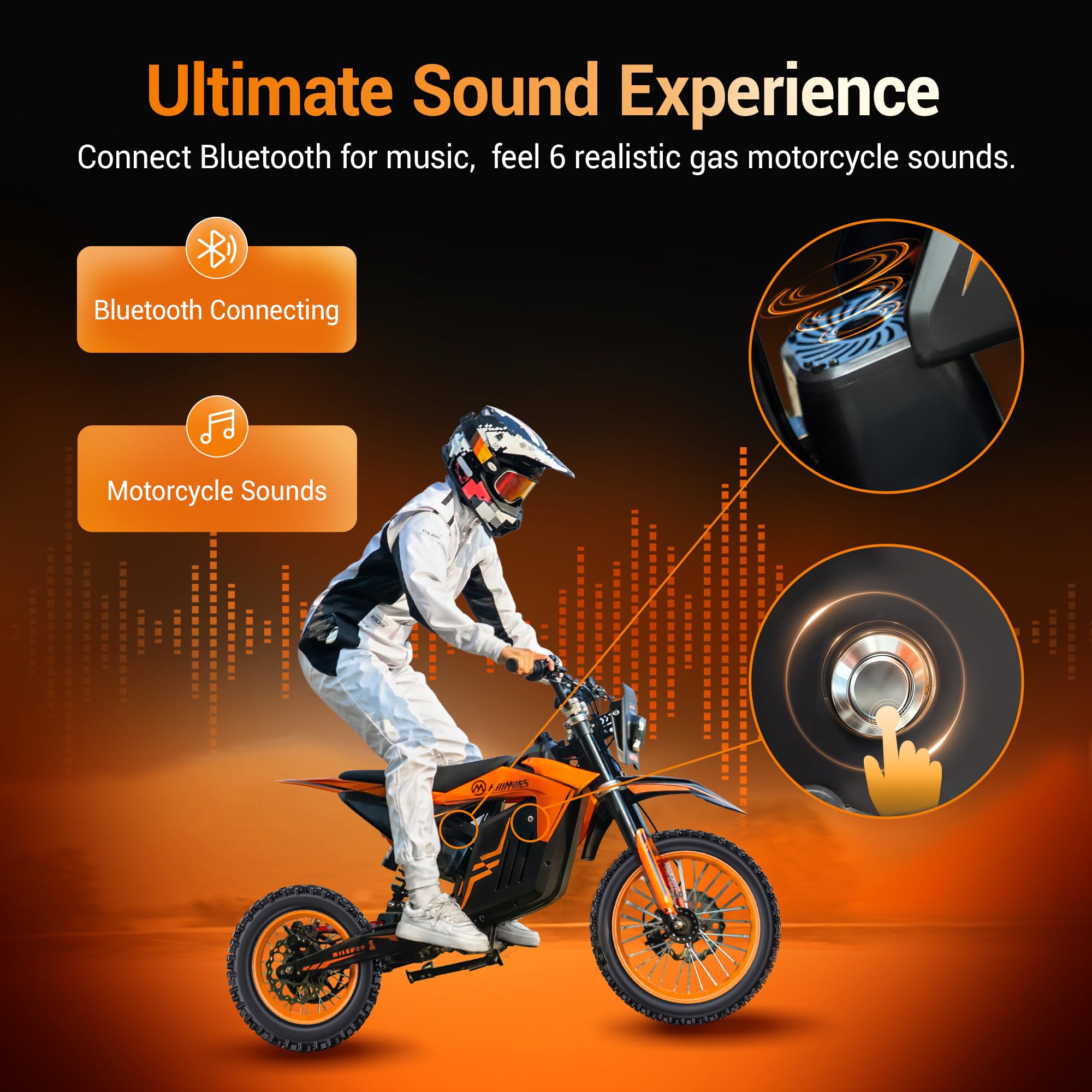 MilePop1 Moto Elettrica Per Adolescenti E Adulti, Motore Da 3000W | 220Nm | Velocità Max 50 Km/H | 48V/25Ah | Pendenza 30°, Con Freni Idraulici E Musica, Mini Moto Fuoristrada Per Età 13+