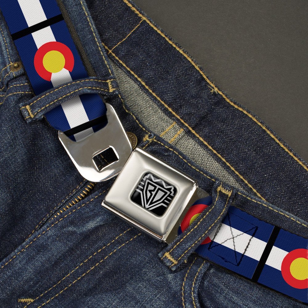 Buckle-Down Belt, Seatbelt Buckle Belt, Colorado Flags, 32 to 52 Inches