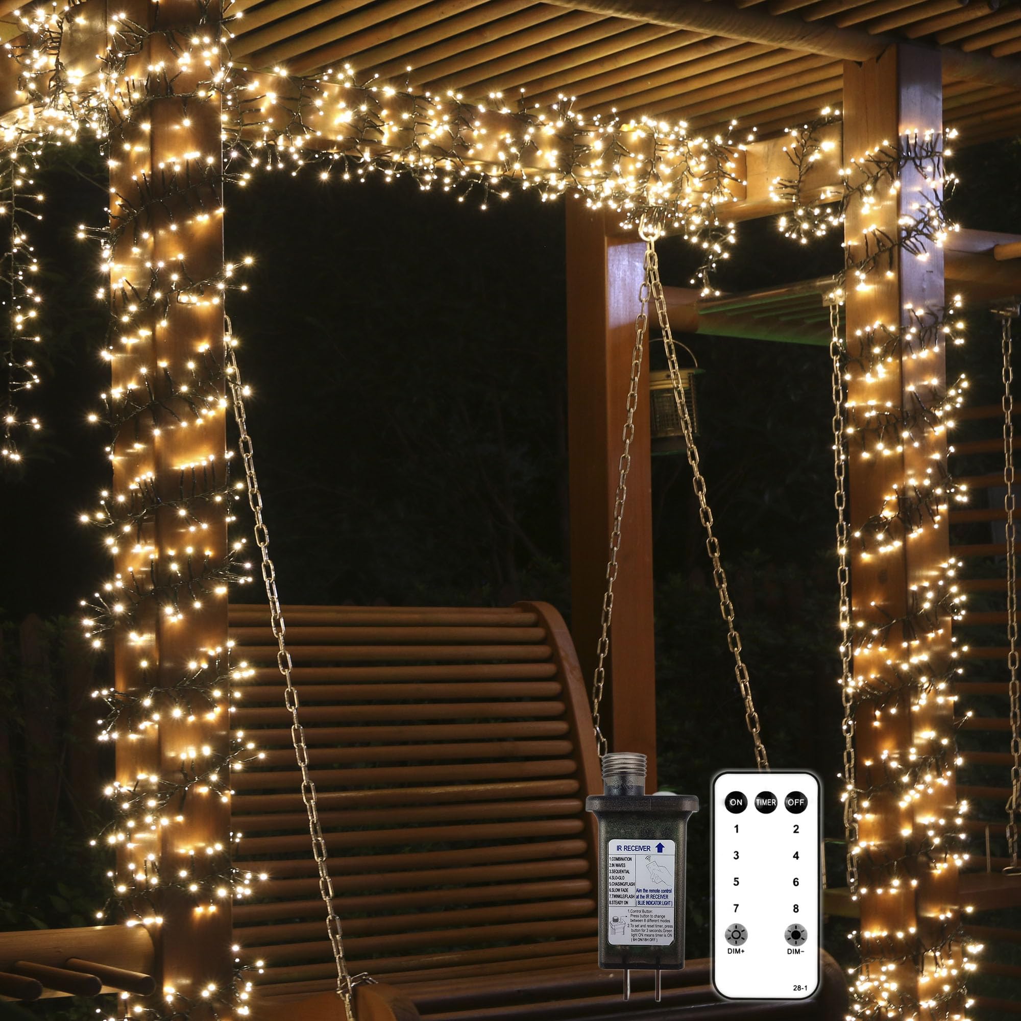 Hyleun 768 LED Firecrackers Twinkle Cluster String Lightï¼Œ8 Modes Timer Plug in Adaptor,Indoor Outdoorï¼ŒChristmas Holiday Celebrate Party,Home Garden Decoration