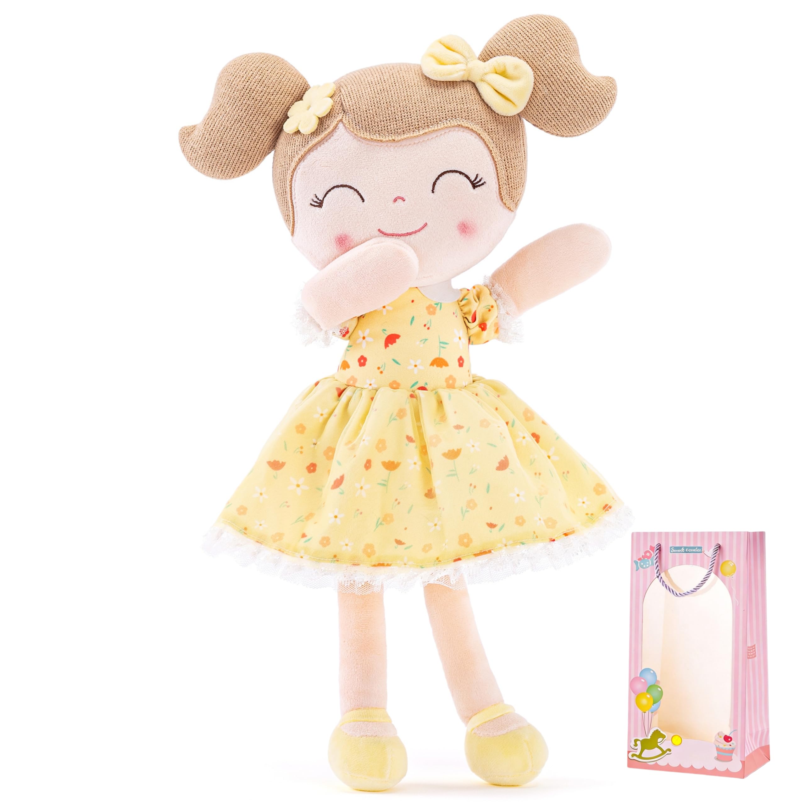 Gloveleya Baby Girl Gift Soft First Baby Doll Floral Yellow